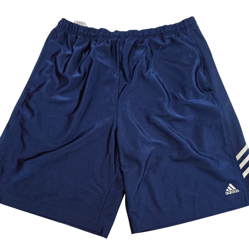 Adidas Athletic Shorts Mens Large Navy Blue 268603 Striped Gym Running Sport